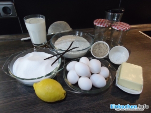 Zutaten für einen leckeren Kuchen im Glas