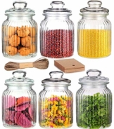6 Vorratsdosen Glas Set / Vorratsglas Groß 1000ml I Luftdicht mit Dichtung I Bonboniere Vorratsbehälter für Lebensmittel - 1