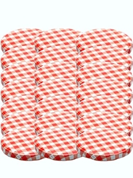 75 Twist-Off-Deckel Verschlüsse Ersatzdeckel Deckel für Sturzgläser To 82 Passend für 230/350 / 435 ml / 565 ml (Rot Karriert) - 1