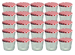 CapCro 25er Set Sturzglas 230 ml Marmeladenglas Einmachglas Einweckglas to 82 rot Karierter Deckel - 1