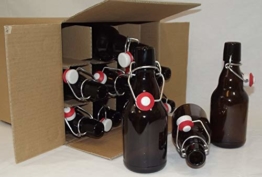 EIN Karton mit 12 Stück Bügelflasche 330 ml Steinie, braun, mit Bügelverschluss - 1