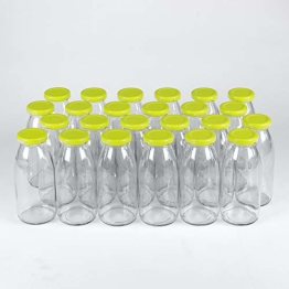 Flaschenbauer - 24 Leere Glasflaschen 250 ml weiß mit Schraubverschluss TO43 0,25l - Zum selbst befüllen von Milchflaschen, Saftflaschen, Smoothie Flaschen (hellgrün) - 1