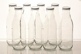 Flaschenbauer - 8 Leere Glasflaschen 1l inkl. Twist-Off-Schraubdeckeln TO48 in weiß - Glasflasche 1 Liter (Weithalsflasche) geeignet als Milchflasche 1l, Saftflasche, Smoothie Flasche - 1