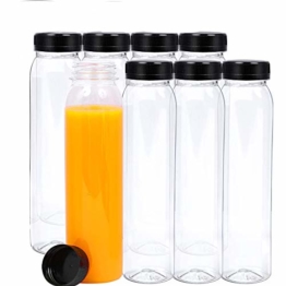 leere Glasflaschen, 8 Stück leere Saftflaschen mit Deckel, Wiederverwendbare Plastikwasserflaschen, Leere Saftflaschen，Aufbewahrung von Saft, Milch, Smoothie oder Selbstgemachten Getränken, 400 ML - 1