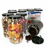 MamboCat 12er Set Einmachglas 1062 ml I Rundgläser Einkochgläser mit Schraubdeckel I Twist Off to 82 I Aufbewahrungsgläser mit Deckel in Schwarz I inkl. Rezeptheft - 1