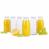 MamboCat 6er Set Saftflaschen 250 ml + Twist-Off Deckel TO43 weiß I bauchige Glasform I Glasflasche zum Befüllen I Karaffe I Milchflasche I Deko-Vase I Trinkflasche I Schüttdosen - 1
