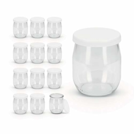 Rekean - Joghurtglas mit weißem Clipser-Deckel - Los von 12 Stück - französische Herstellung - Fassungsvermögen 143 ML - 1
