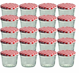 20 Sturzgläser 230 ml Marmeladengläser Einmachgläser Einweckgläser To 82 Rot Karriert - 1
