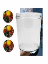 24 Sturzgläser 435 ml" Etiketten" Einmachgläser Marmeladengläser Sturzglas Deckelfarbe Dekor Frucht Vitrea - 1