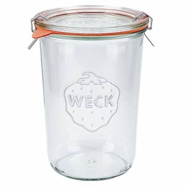 6x WECK-Sturzglas 850ml (3/4 Liter) mit Gummiring und 2 Klammern - 1