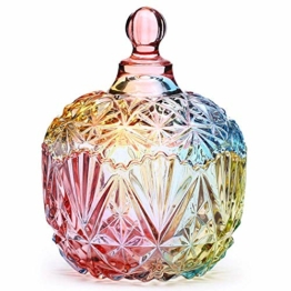Danmu Art 1 Stück Colorful Kristall Bonbonglas mit Deckel Candy Gläser Vorratsglas Glasbehälter Deko, 260ml - 1