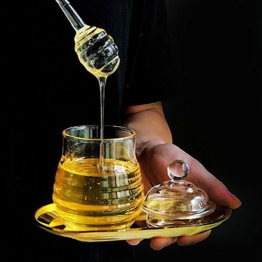 Honigtopf mit Deckel, Glas, Bienenstock-Stil, 284 ml, transparent - 1