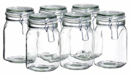 Mäser 925340 Gothika, Einmachgläser 1 l, 6er Set, made in Germany, Vorratsgläser mit Deckel und Drahtbügel zum luftdichten Aufbewahren, Einkochen und Einlegen, Glas, transparent - 1