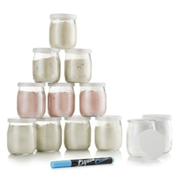 Monboco | 12er-Set joghurtgläser mit luftdichten Deckeln | für Joghurtbereiter & Küchenmaschinen (Thermomix, Mr Cuisine, etc) | 142 ML / 125G | Gratis Radierbarer Stift - 1