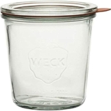 Weck Einkochglas 500 ml (Rundrand Sturzform Einweckgläser Dessertgläser, inkl. Dichtungsringe + Klammern) - 4 Stück - 1