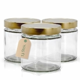 Apoidea – Honiggläser 500g mit DEEP Twistoff Deckel in Gold 12 Stück/Honiggläser 500g mit Deckel/Honigglas und Einweckglas Deepglas/Hochwertige Honig Gläser für Ihren eigenen Honig - 1