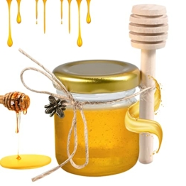 Cieex 20 Stück Mini Glas Honiggläser mit Hölzernen Schöpflöffel, Jute, Biene Anhänger, Honig Kleine Gläser Perfekt für Hochzeitsgeschenke und Partygeschenke (40ml) - 1