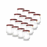 Flaschenbauer 417ml Premium Einmachgläser, 16 x Vielseitige Konservengläser mit Praktischem TO82 Twist-Off Deckel - Perfekt für Marmeladen, Honig, Obst, Gemüse - Diverse Farben & Sets - Dunkelrot - 1