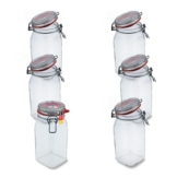 Flaschenbauer- 6 Drahtbügelgläser 1550ml verwendbar als Einmachglas und Fermentierglas, Gläser zum Befüllen, Leere Gläser mit Drahtbügel mit Weißen und Roten Dichtungsringen - made in Germany - 1