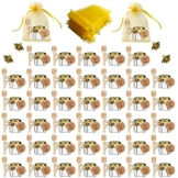 Hapneyea 40 Pack 1,5 oz Hexagon Mini Glas Honig Gläser mit hölzernen Dippers, Bienen Anhänger, goldene Geschenktüten, Dankeskarten, Jutes perfekt für Baby Dusche, Hochzeit und Party - 1