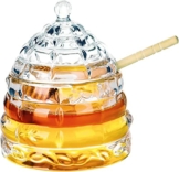 KKGUD Kristallklares Honigglas mit Dipper und Deckel, 325 ml, Bienenstock-Honigtopf für Theke oder Tischdekoration - 1