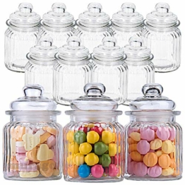 Murago - 12er Set Vorratsglas ca. 300ml / ca. 13cm luftdicht Gewürz Glas Bonbonglas Bonboniere Behälter mit Deckel Vorratsgläser Gläser klein für Lebensmittel 0,3L - 1