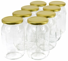 Wamat 900 ml Einweckgläser mit Deckel Gold Einmachgläser Vorratsgläser Weck (Menge: 24 Stück) - 1